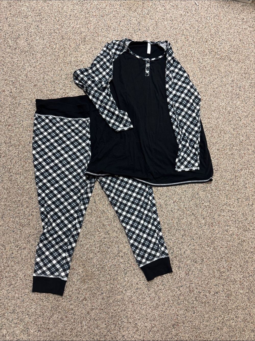 Cacique Black & White Plaid Kids Pajama Set